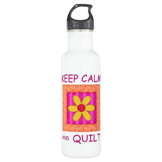 Houd kalm en kantelbaar Applique Blok Waterfles (Voorkant)