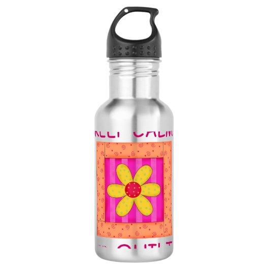 Houd kalm en kantelbaar Applique Blok Waterfles (Voorkant)