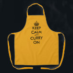 Houd kalm en kerrie op grappig keuken koken schort<br><div class="desc">Houd kalm en kerrie op grappig keuken en kook Apron voor mannen en vrouwen. Fun-typografische sjabloon met kroon-silhouet. Persoonlijke kookpannen in elke kleur. Rendy sjabloon met leuke typografie. Voeg je eigen naam of humoristische prijsopgave toe voor je favoriete keuken. Creëer je eigen unieke cadeautje voor een Birthday-feest voor Indiase curry...</div>