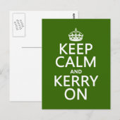 Houd Kalm en Kerry (om het even welke kleur) Briefkaart (Voorkant / Achterkant)