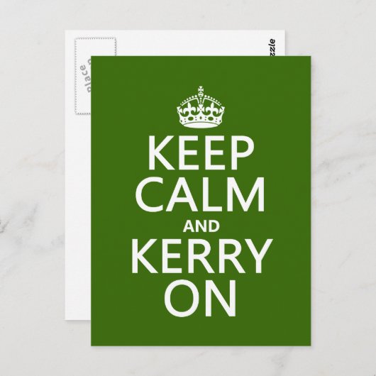 Houd Kalm en Kerry (om het even welke kleur) Briefkaart (Voorkant / Achterkant)