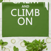 Houd kalm en klimt aan (aanpasbare kleur) theedoek (Gevouwen)