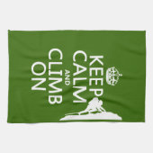 Houd kalm en klimt aan (aanpasbare kleur) theedoek (Horizontaal)