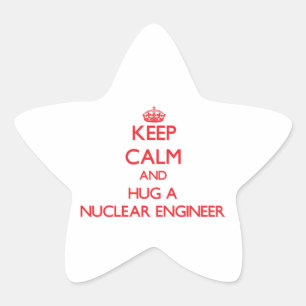 Houd kalm en knuffel een nucleaire ingenieur ster sticker