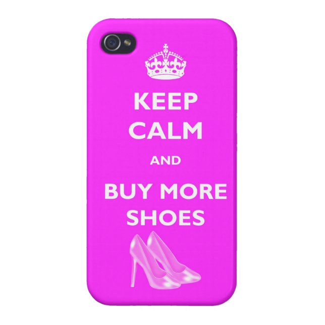 Houd kalm en koop meer schoenen IPhone 4 glanzend  iPhone Hoesje (Achterkant)