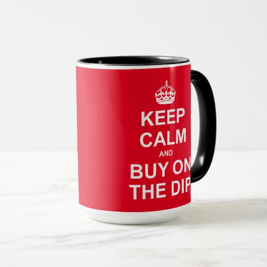 Houd kalm en koop op de dip mok (Voorkant rechts)