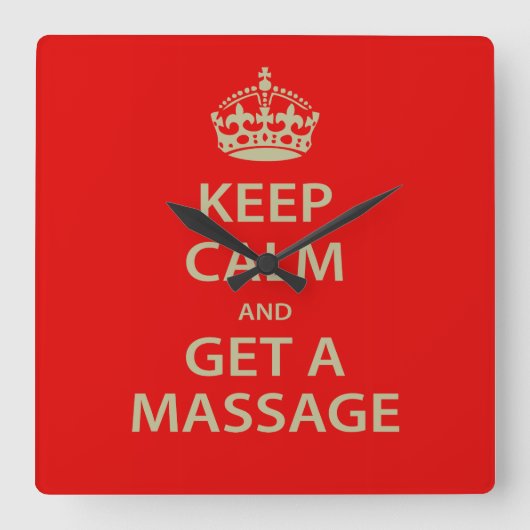 Houd Kalm en krijg een Massage Vierkante Klok (Voorkant)