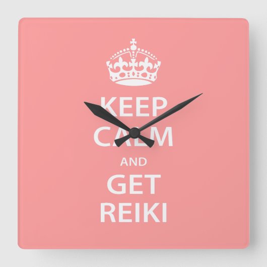 Houd Kalm en krijg Reiki Vierkante Klok (Voorkant)