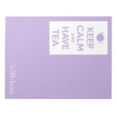 Houd kalm en laat de Lavender van Tea Personeel Notitieblok (Voorkant)