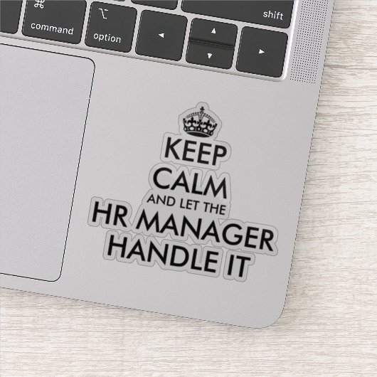 Houd kalm en laat de manager van u het grappig beh sticker (Detail)