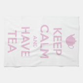 Houd kalm en laat de Tea roze op wit staan Theedoek (Horizontaal)