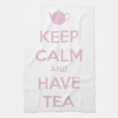 Houd kalm en laat de Tea roze op wit staan Theedoek (Verticaal)