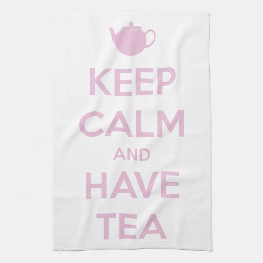 Houd kalm en laat de Tea roze op wit staan Theedoek (Verticaal)