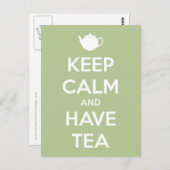 Houd kalm en laat de Tea Sage Green Briefkaart (Voorkant / Achterkant)