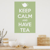 Houd kalm en laat de Tea Sage Green Poster (Keuken)