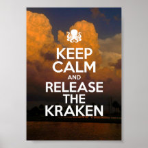 Houd kalm en laat het Poster van Kraken los