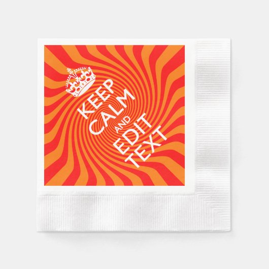 Houd kalm en laat Jouw tekst Oranje ronddraaien Servetten (Voorkant)