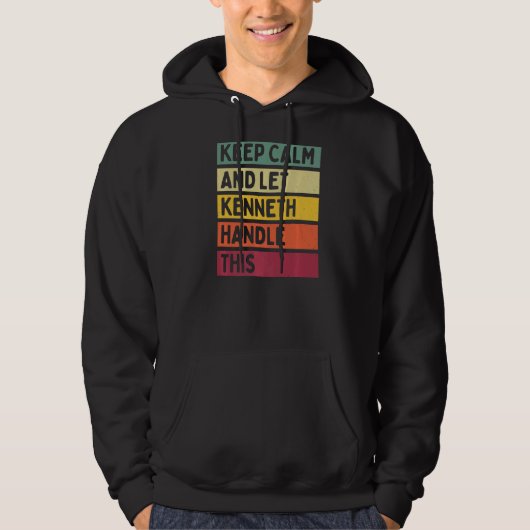 Houd kalm en laat Kenneth dit Retro citaat behande Hoodie (Voorkant)