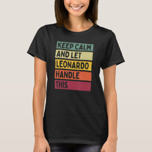 Houd kalm en laat Leonardo deze Retro Quot behande T-shirt