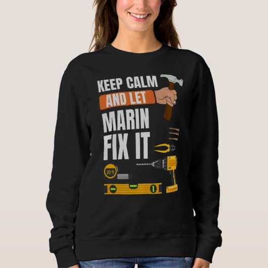 Houd kalm en laat Marin de handymanconstructie her Trui (Voorkant)