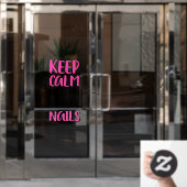 Houd kalm en laat ons uw nagels glitter doen raamsticker (Kantoordeur)