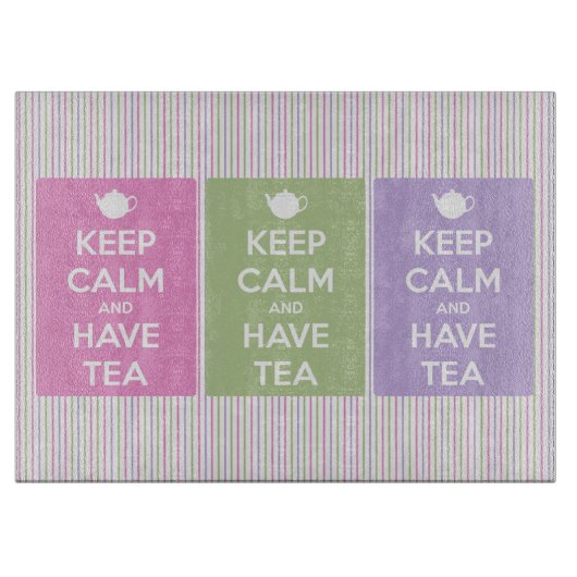 Houd kalm en laat theekollage snijplank (Voorkant)