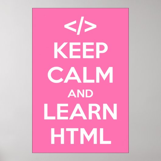 Houd kalm en leer het Poster van HTML (Voorkant)