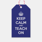 Houd kalm en leer op blauw cadeaulabel (Voorkant)