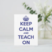 Houd kalm en leer op Blauw en Wit Briefkaart (Staand voorkant)