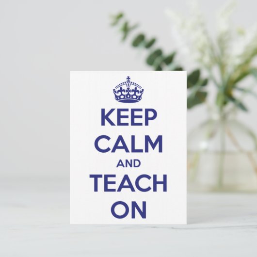 Houd kalm en leer op Blauw en Wit Briefkaart (Staand voorkant)