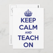 Houd kalm en leer op Blauw en Wit Briefkaart (Voorkant / Achterkant)