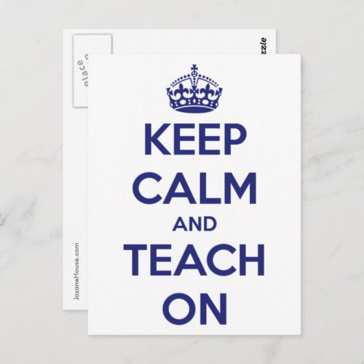 Houd kalm en leer op Blauw en Wit Briefkaart (Voorkant / Achterkant)