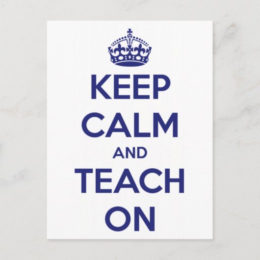 Houd kalm en leer op Blauw en Wit Briefkaart (Voorkant)