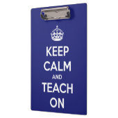 Houd kalm en leer op Blauw Gepersonaliseerd Klembo Klembord (Links)