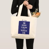 Houd kalm en leer op blauw grote tote bag (Voorkant (product))