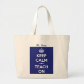 Houd kalm en leer op blauw grote tote bag (Voorkant)