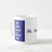 Houd kalm en leer op blauw koffiemok (Voorkant links)
