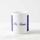 Houd kalm en leer op blauw koffiemok (Center)