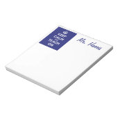 Houd kalm en leer op blauw notitieblok (Linkerzijde)