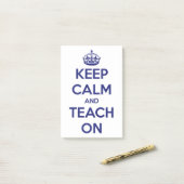 Houd kalm en leer op Blauw op Wit Post-it® Notes (Op bureau)