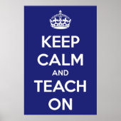 Houd kalm en leer op blauw poster (Voorkant)