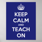 Houd kalm en leer op blauw Poster (Voorkant)
