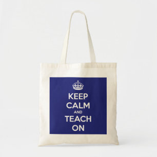 Houd kalm en leer op blauw Tas van de Begroting