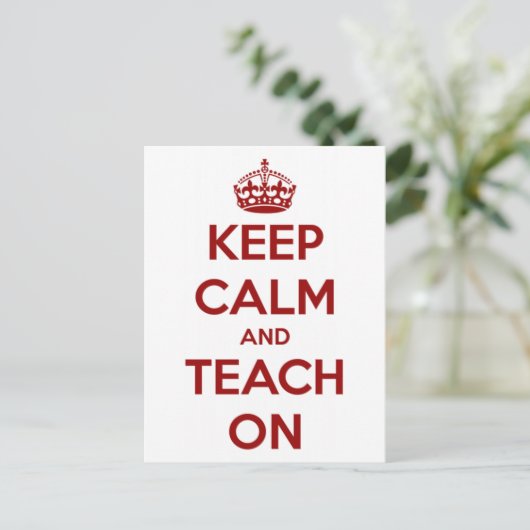 Houd kalm en leer op rood/wit briefkaart (Staand voorkant)