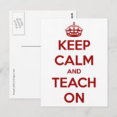 Houd kalm en leer op rood/wit briefkaart (Voorkant / Achterkant)