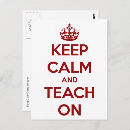 Houd kalm en leer op rood/wit briefkaart (Voorkant / Achterkant)