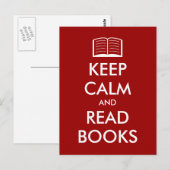 Houd kalm en lees boeken briefkaart met pictogram (Voorkant / Achterkant)