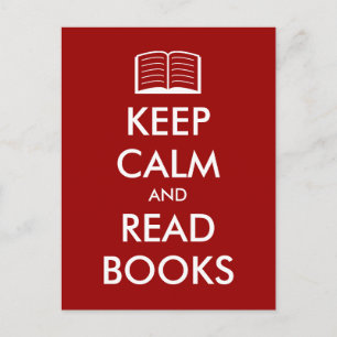 Houd kalm en lees boeken briefkaart met pictogram