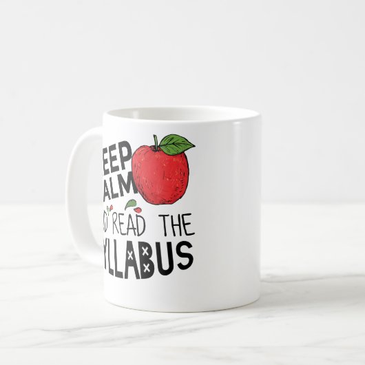 Houd kalm en lees de Syllabus Coffee Mok (Voorkant links)
