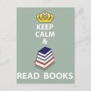 Houd kalm en lees de vector van Boeken Briefkaart